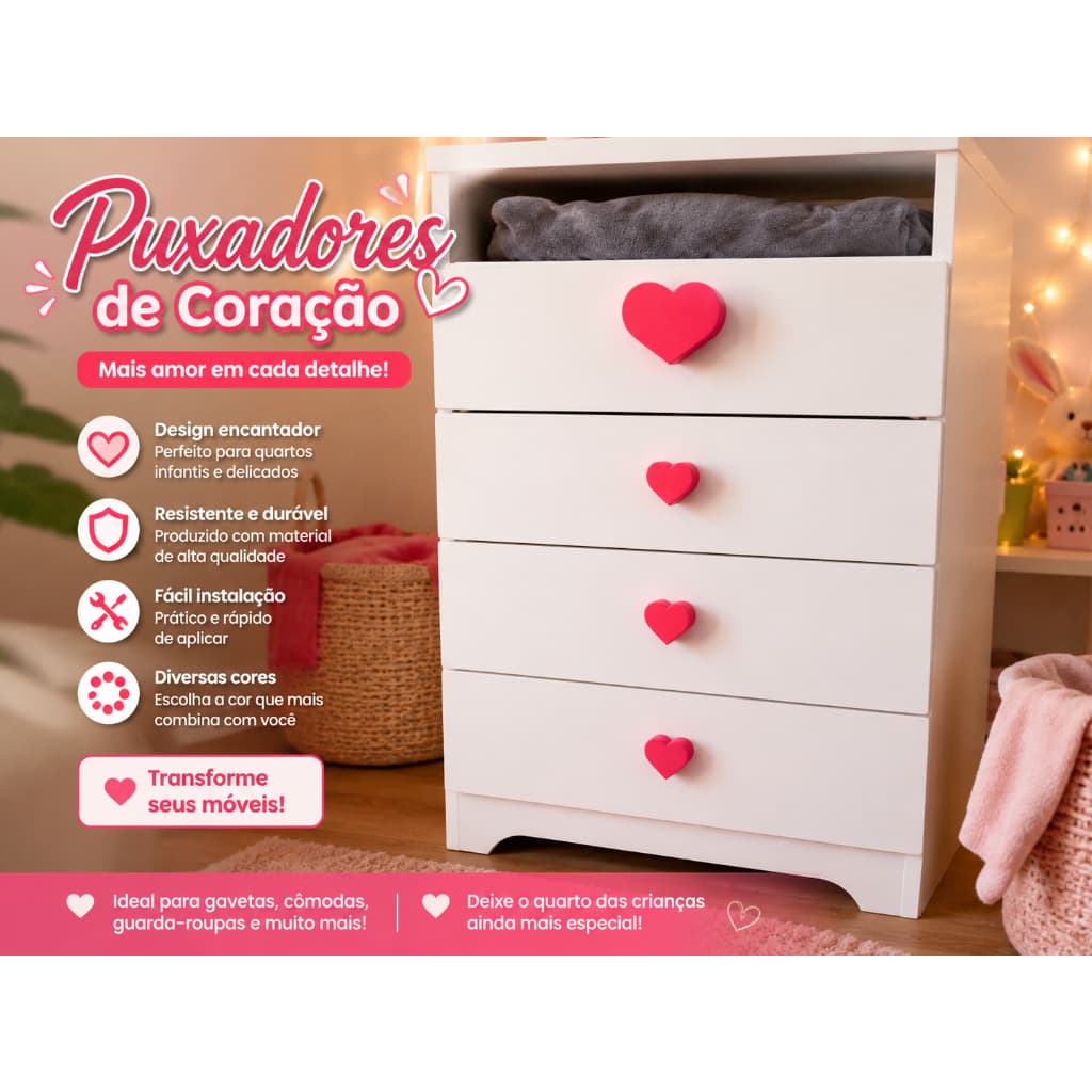 ❤️ Puxador de Gaveta / Maçaneta em Forma de Coração ❤️