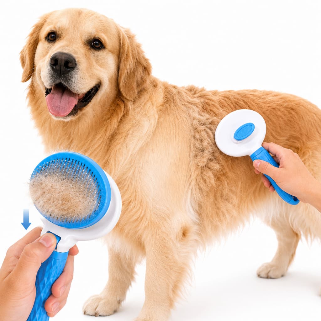 Escova Pet - Removedor de Pelos Auto Limpante Soft Brush
