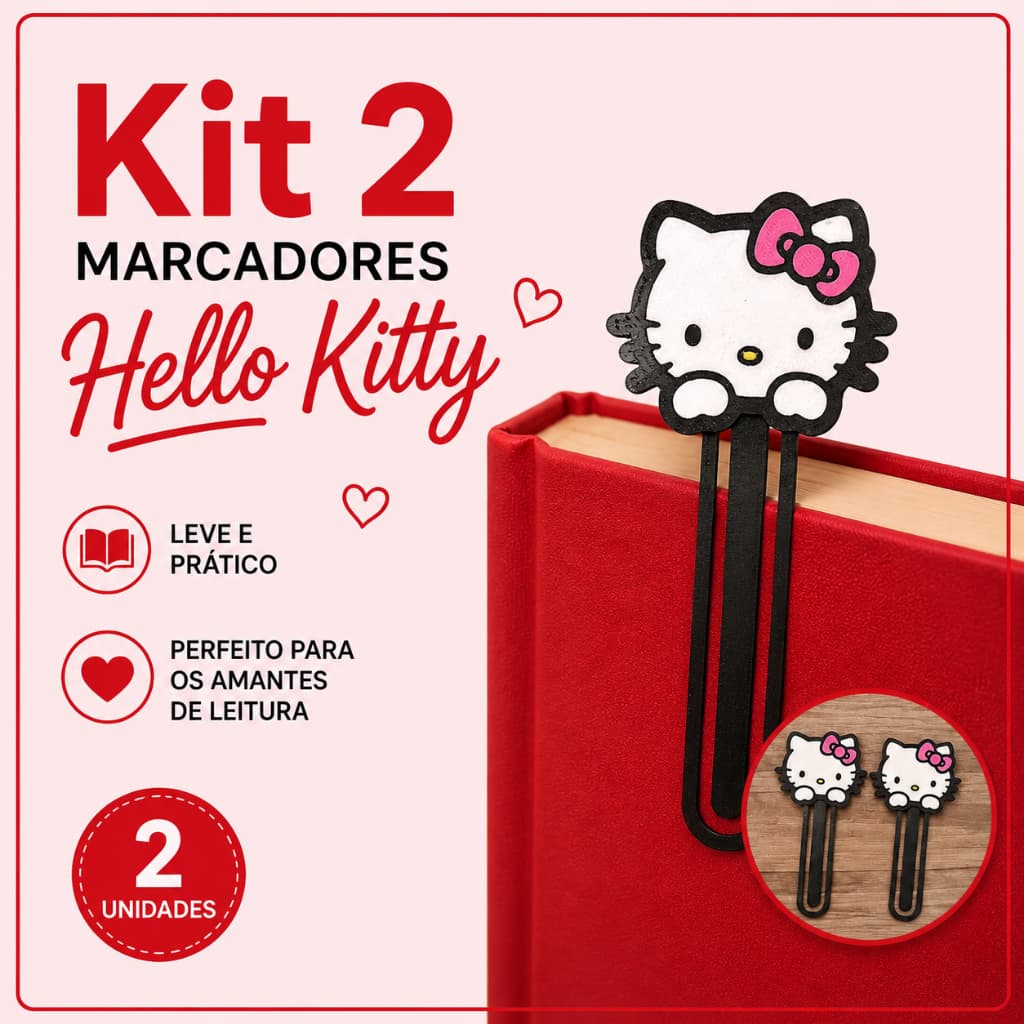 Marcador de Páginas Hello Kitty  KiT com 2 marcadores