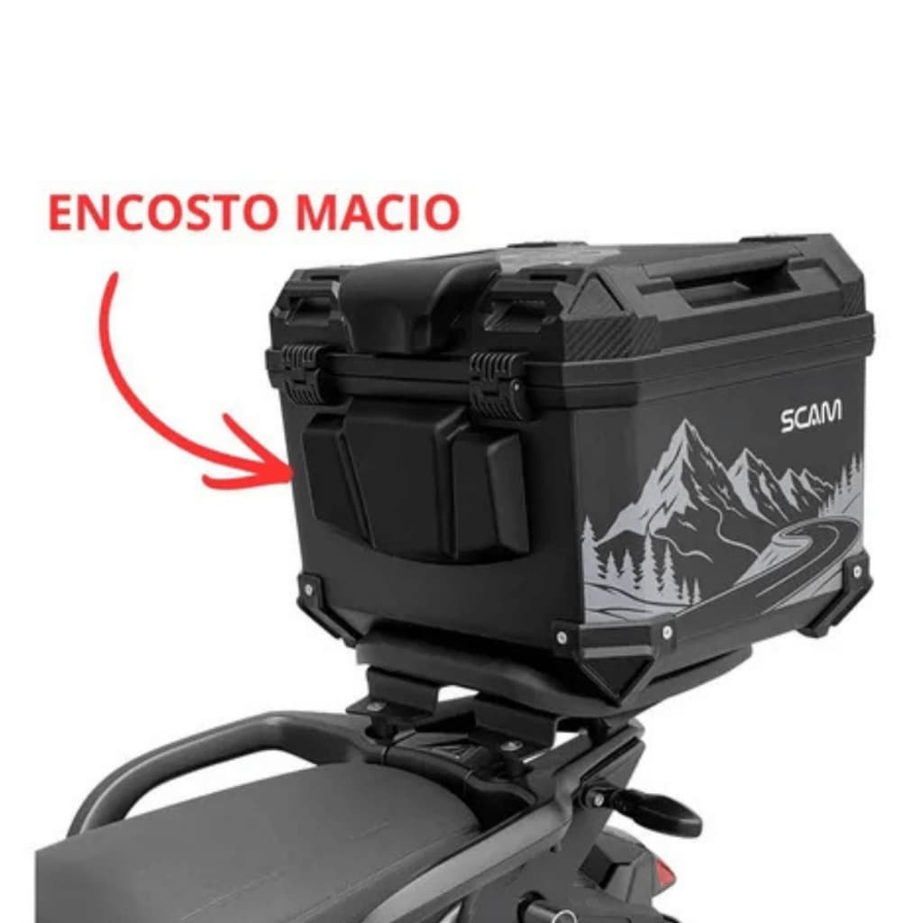 Bauleto Bau Para Moto 45 Litros Scam Keyless Com Senha Sem Chave Preto Fosco