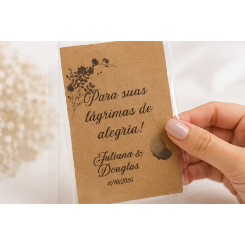 Kit Personalizado - Lenços Lágrimas da Alegria Casamento/Aniversário - OBRIGATÓRIO O ENVIO DOS DOS NOMES APÓS A COMPRA