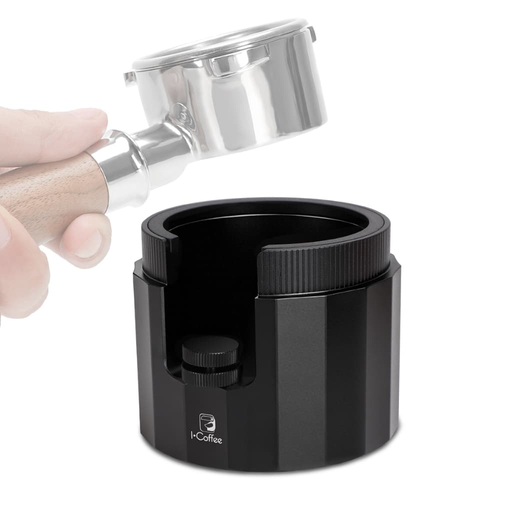 iCoffee Suporte para Portafilter Café Expresso em Aço Inoxidável,Estação de Compactação Sem Fundo