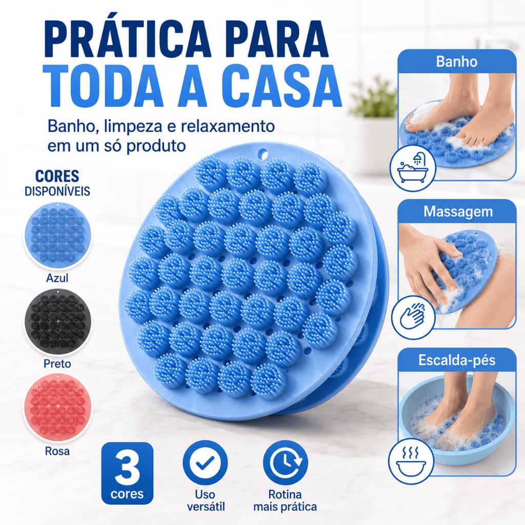 Escova De Silicone Lavar Pés No Banho Limpador E Massageador Antiderrapante Seguro Para Idosos E Gestantes Spa Dos Pés