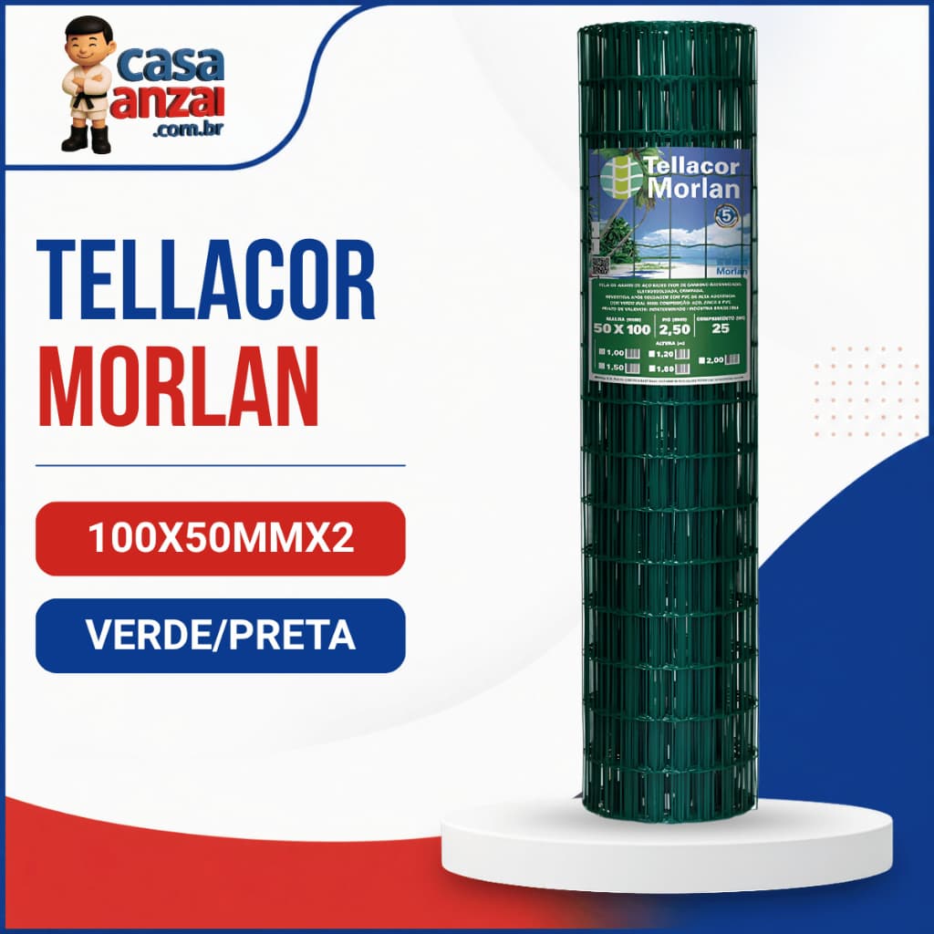 Tela para Cercamento Morlan Tellacor 25m Tamanhos Variados