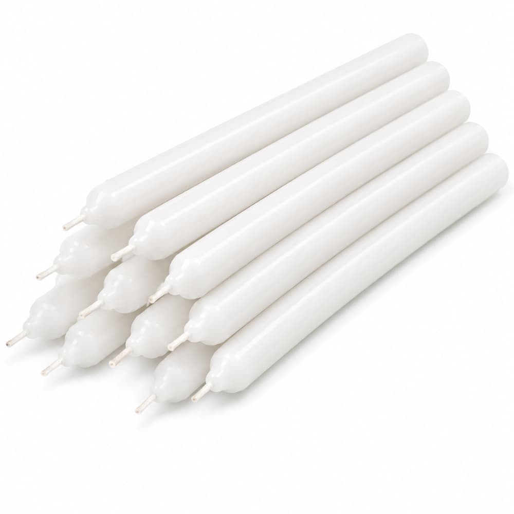 Velas Palito Brancas, 100% Parafina Pura, 13,5cm, Queima até 4h, Kit com 10 Unidades
