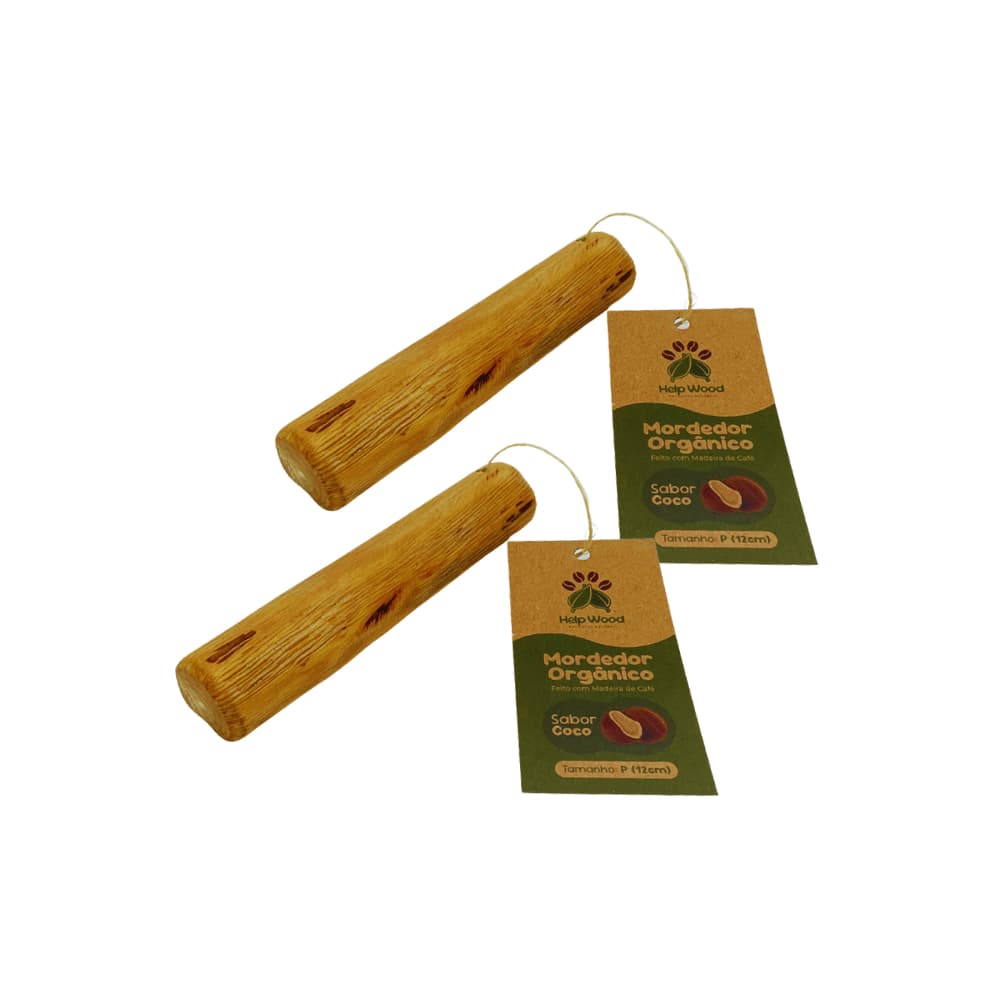 KIT 2 UNIDADES MORDEDOR HELPWOOD  CACHORRO SUSTENTÁVEL PET MADEIRA CAFÉ HIDRATADO ÓLEO CÔCO PREMIUM