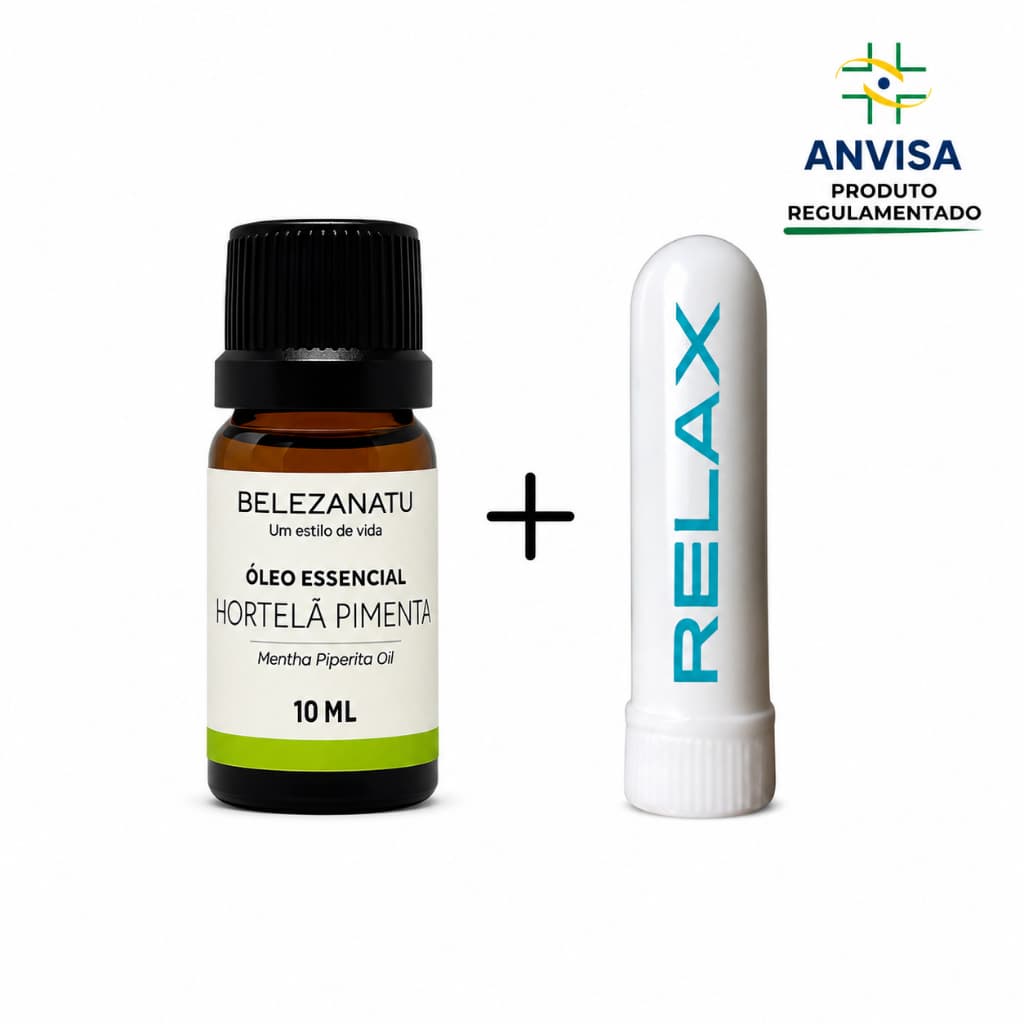 Óleo Essencial Hortelã Pimenta 10ml + Brinde Bastão Aromático BelezaNatu