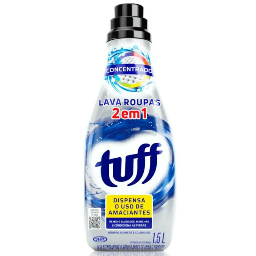 sabão e amaciante Lava Roupas 2 em 1 Concentrado 1,5L - Limpeza Eficiente e Economia de Tempo