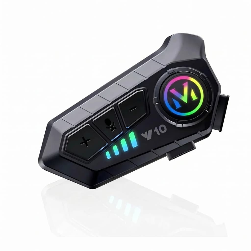 Fone Intercomunicador Bluetooth Capacete Moto Motociclista RGB IP67 Hi-Fi Mãos Livres GPS Música Universal USB-C 10h Y10