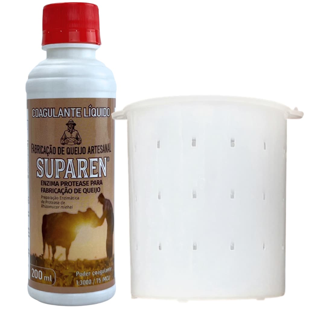 Coalho Coagulante Líquido Suparen 200ml + Forma Minas Frescal 500g Queijo Caseiro