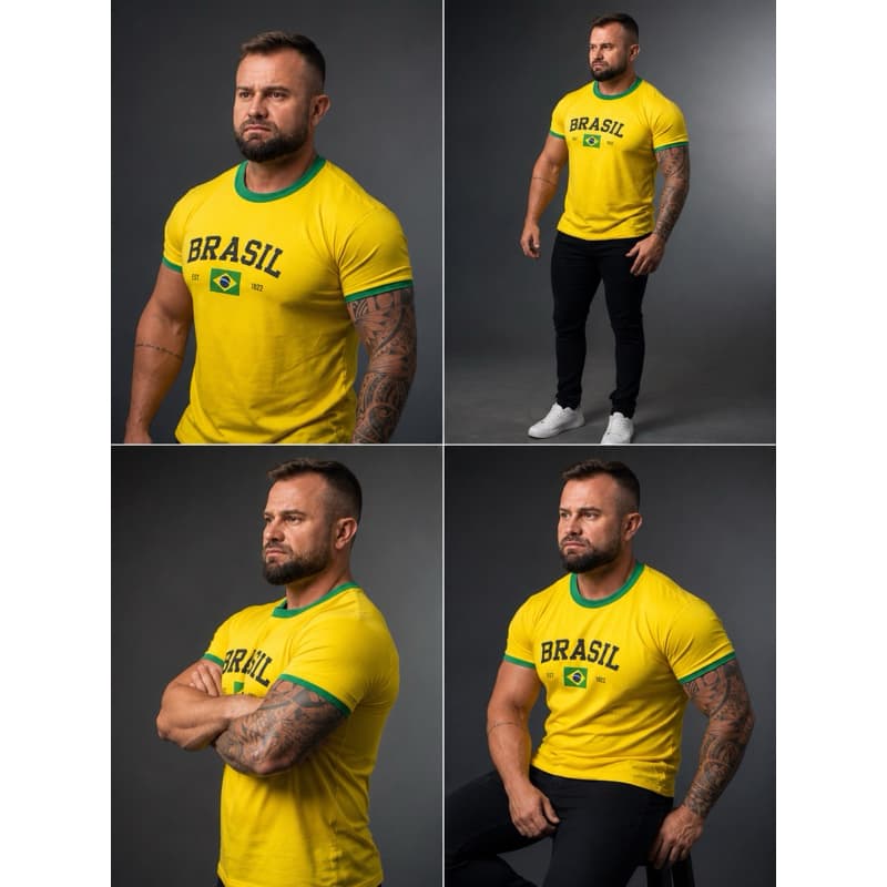 Camisa verde e amarela gola Redonda dry Fit