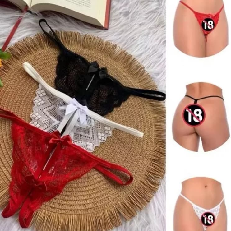 Kit 3 Calcinhas Rendadas Com Abertura Frontal Apressadinha Moda Feminina Casal Elegante Prático