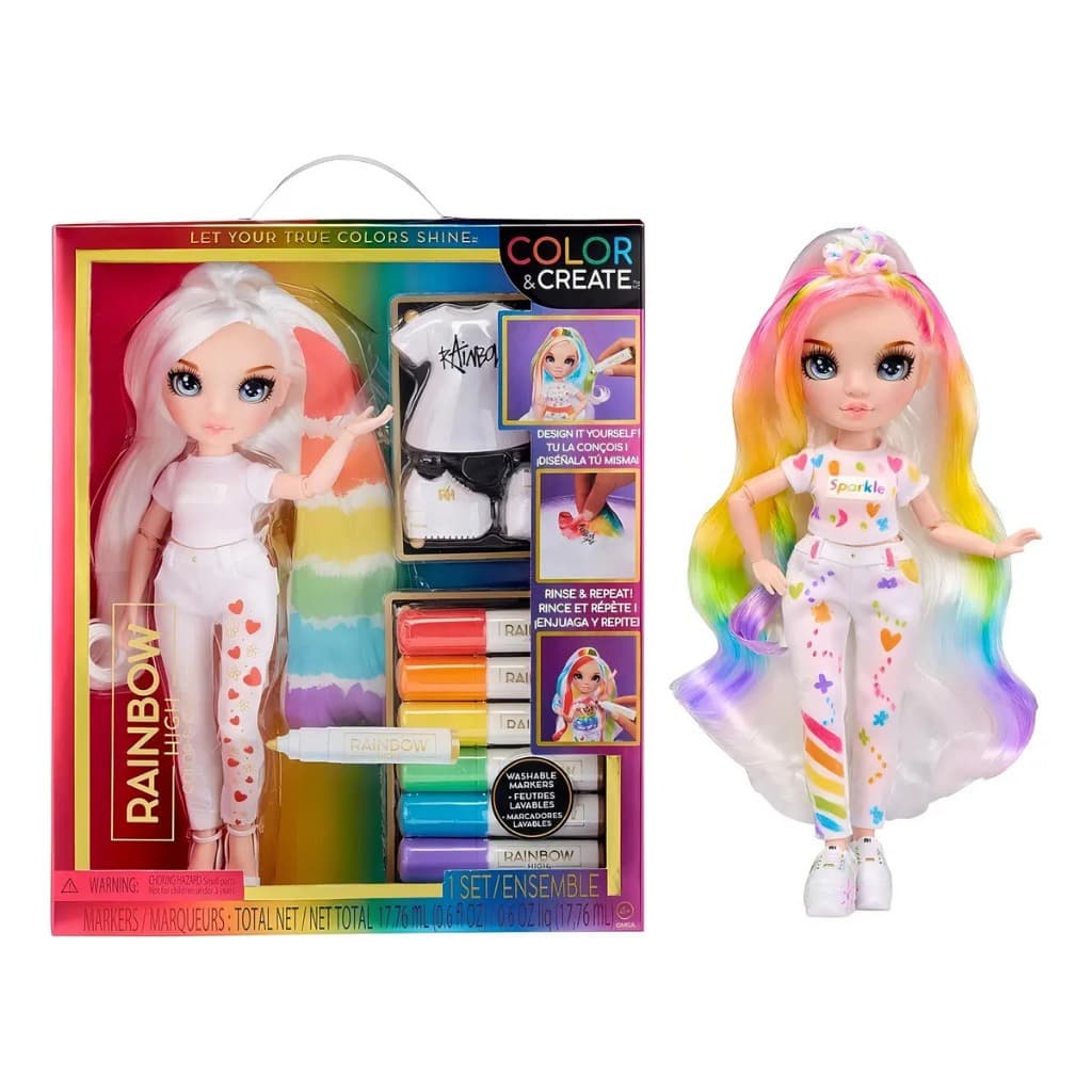 Boneca Rainbow High Color & Create Olhos Azuis 30cm de altura