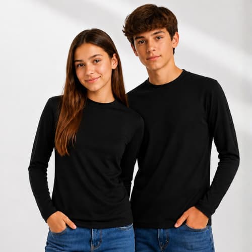 Blusa Térmica Juvenil Unissex Proteção UV50 Manga Longa Segunda Pele Peluciada pra Dias Frios Ideal para Escola Esportes