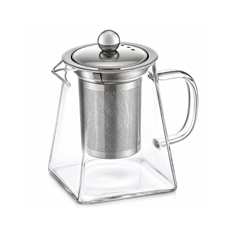 Chaleira Bule Em Vidro C/ Infusor Inox 550ml Base Quadrada