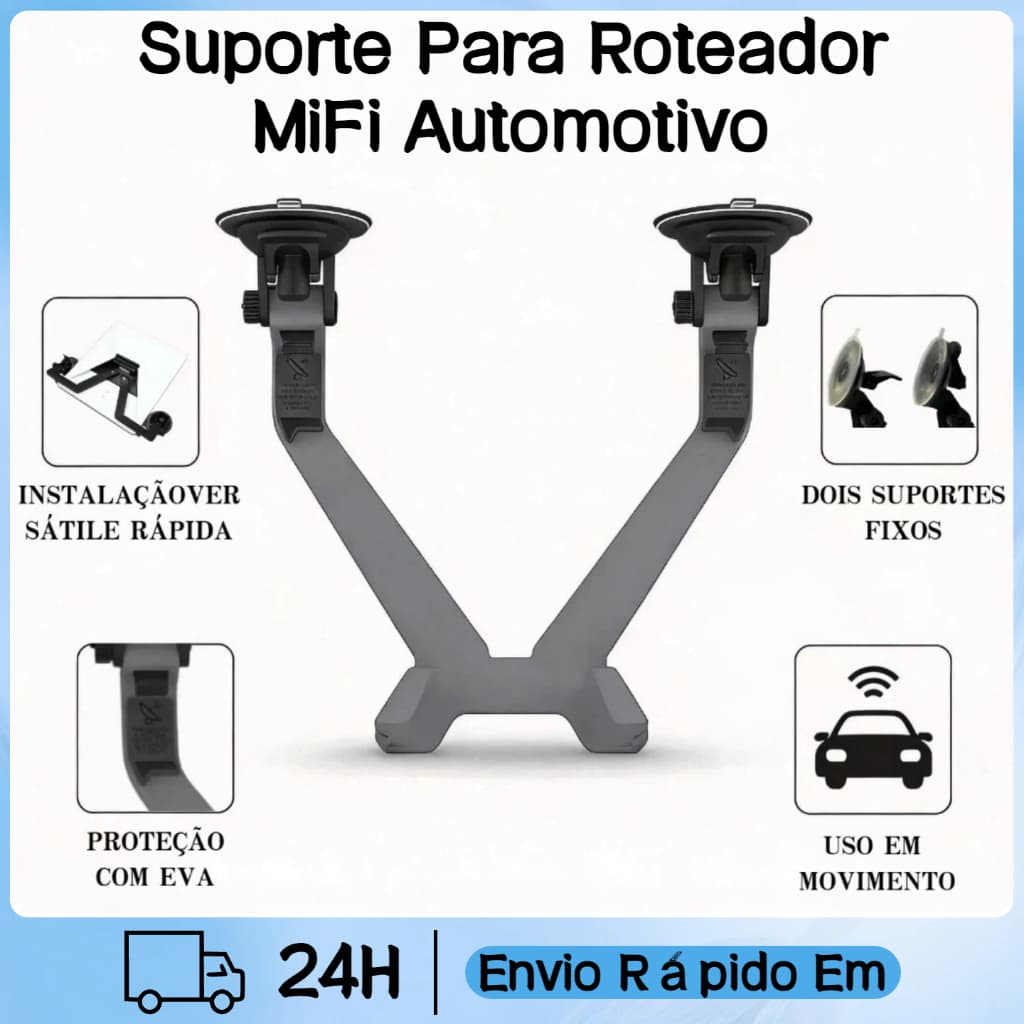Suporte Veicular Universal para Roteador Modem MiFi 4G Wifi Rotação 360 Fixação em Grade de Ar ou