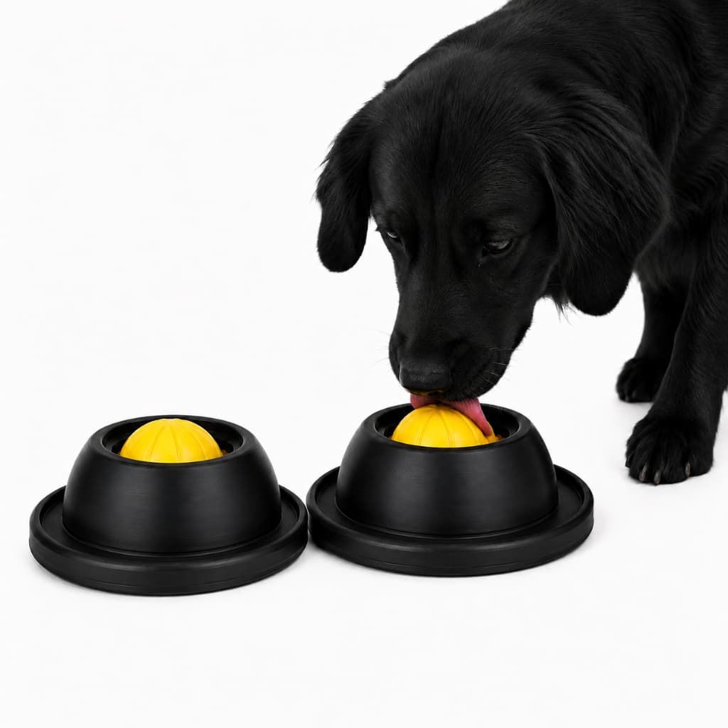 Kit 2 Brinquedo Interativo para Cães Bola Giratória Anti Ansiedade Dispenser Petisco Lambedor Comedouro Lento Pet