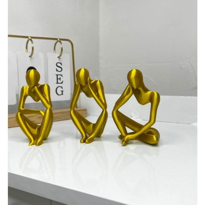 Kit com 3 estátuas Escultura Decorativa Pensador Abstrato Moderna