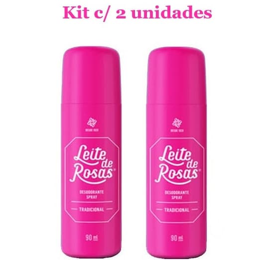 Kit C/ 2 Desodorante Leite de Rosas Spray 90ml Original + NF