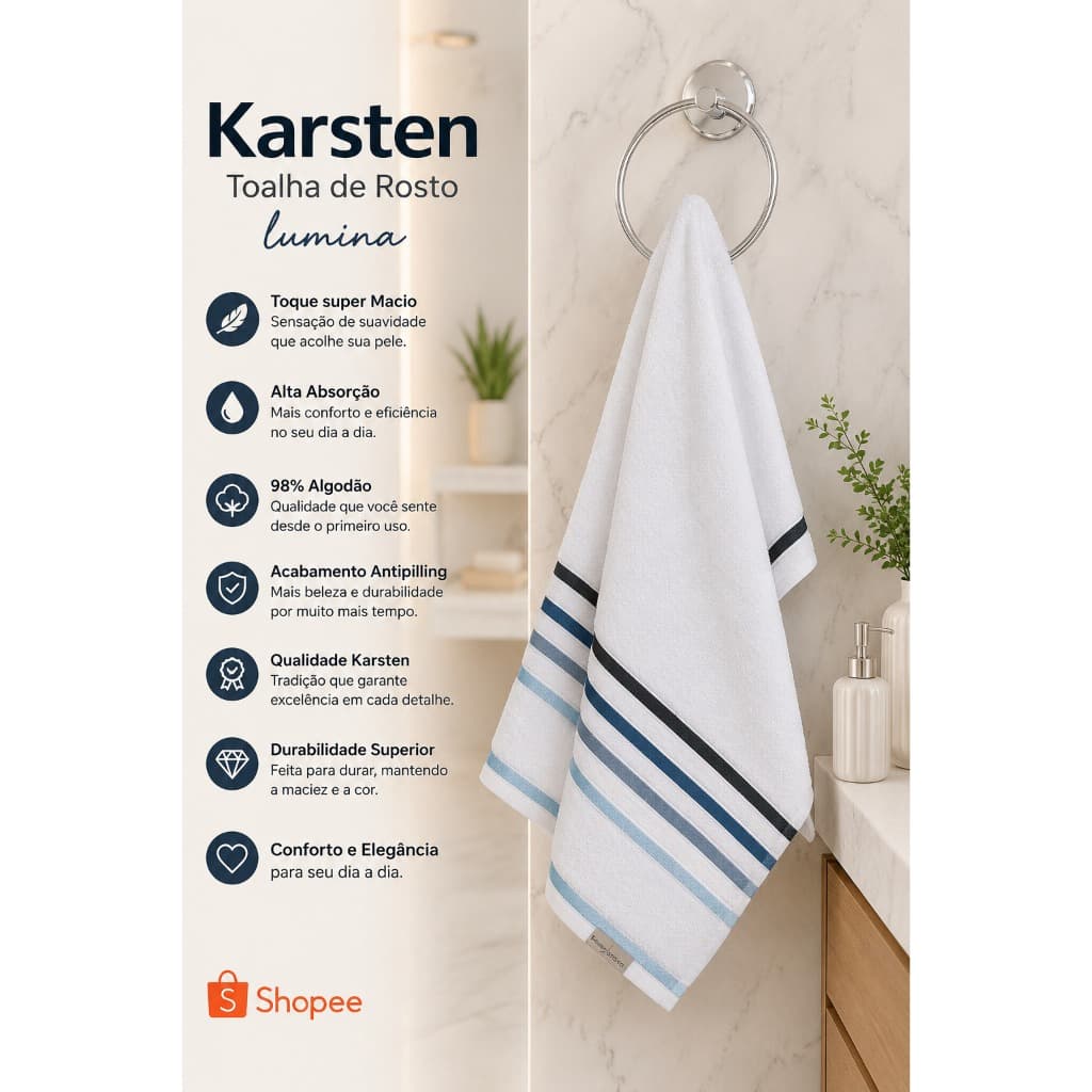 Toalha De Rosto Felpuda Branca Algodao Conforto Macio Alta Absorcao Banheiro Elegante Pratica