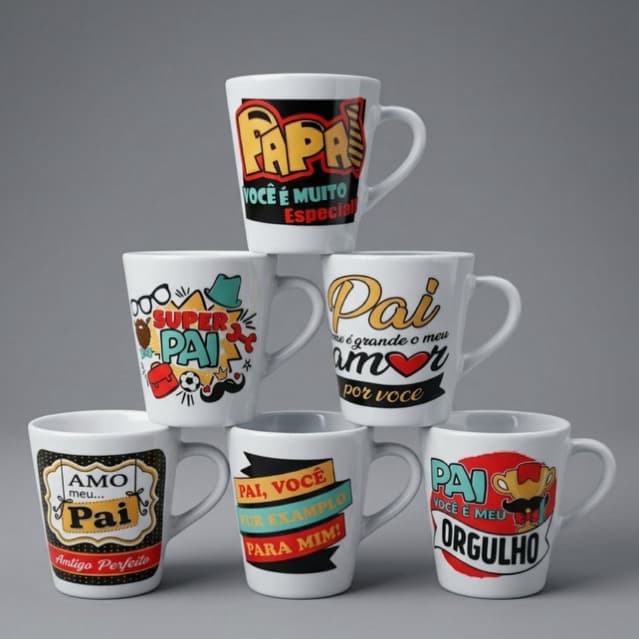 Kit Caneca 120ml Pai Frente Xícara Chá Café Porcelana Personalizada Desing Sofisticado Presente Elegante Dia Dos Pais