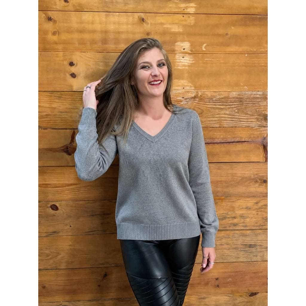 Blusa Feminina Suéter Básico Elastano Decote V