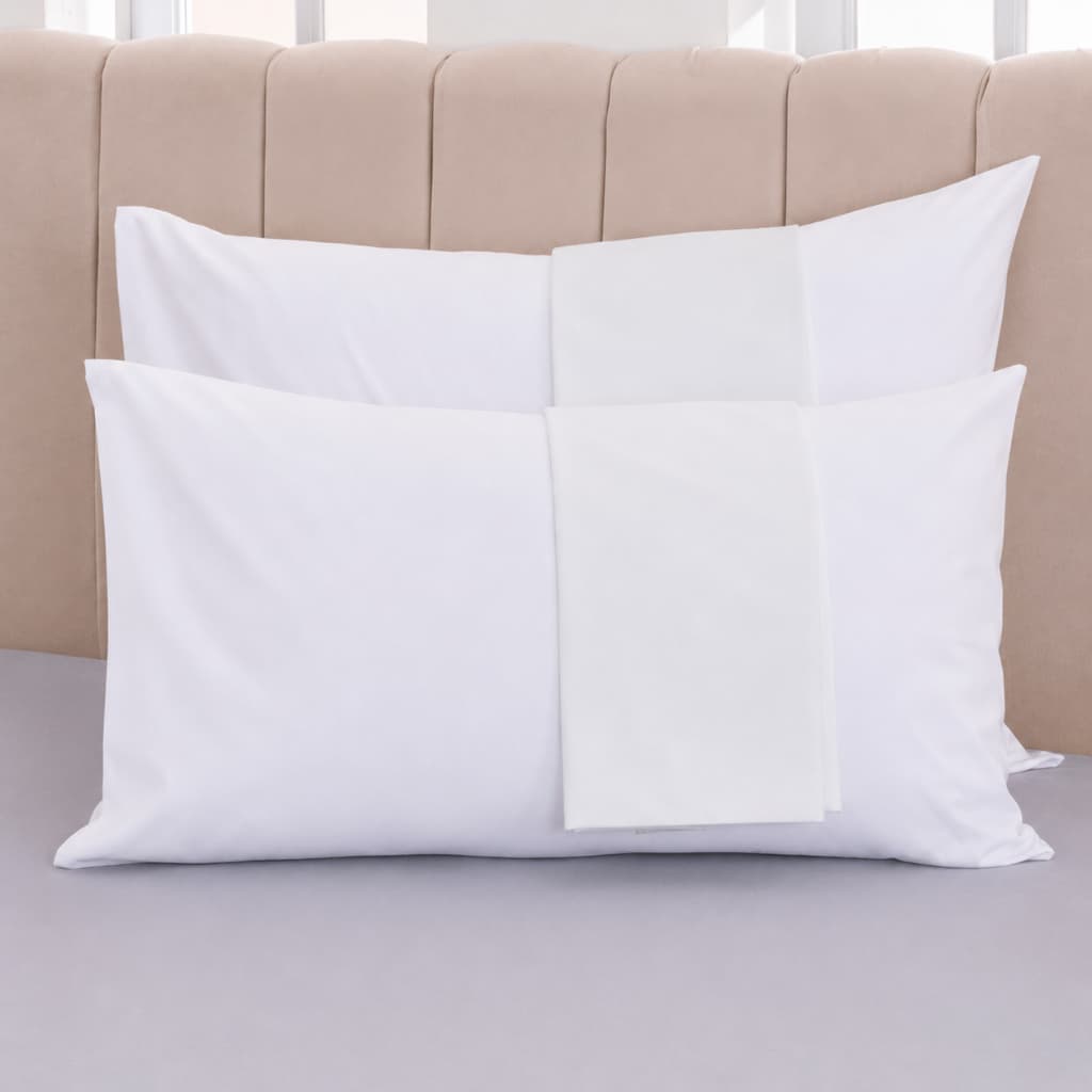 Kit 4 Peças com 2 Travesseiros Grande Queen 80x60 e 2 Fronhas Percal 100% Algodão Premium Macio