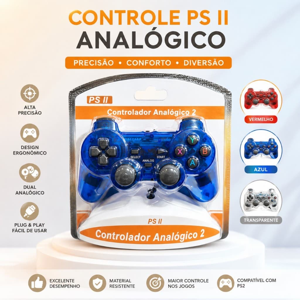 Controle Analógico Com Fio P2 em Cores