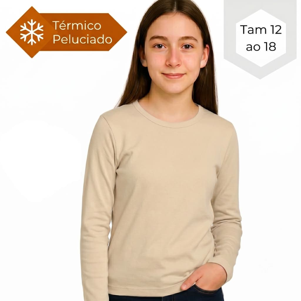 Blusa Segunda Pele Térmico Infantil Peluciado Menina e Menino Inverno Tamanho 12 ao 18