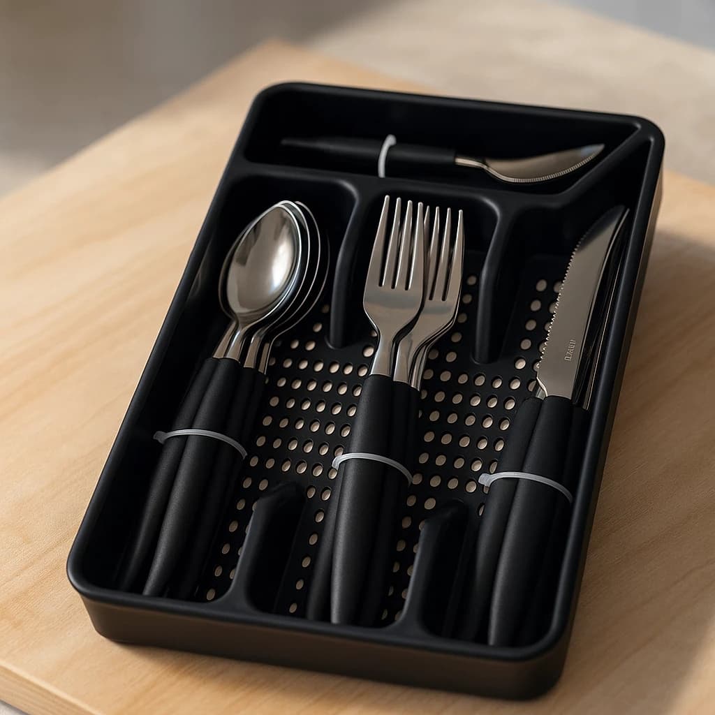 Jogo 17 Talheres Aço Inox Organizador Mesa Cozinha Garfos Facas Colheres Completo