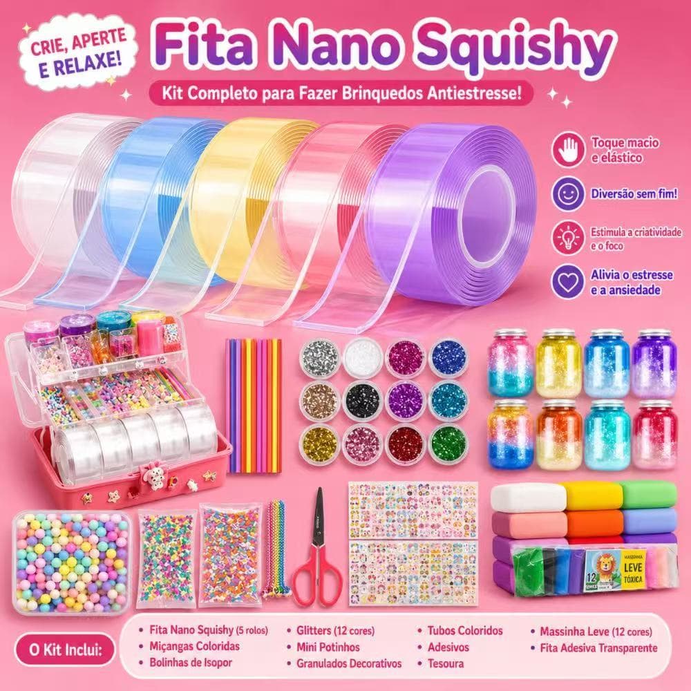 Brinquedo Kit Nano Tape Bubbles Balloon Elástica Magica Fita Nano para Bolhas Trand Satisfatório