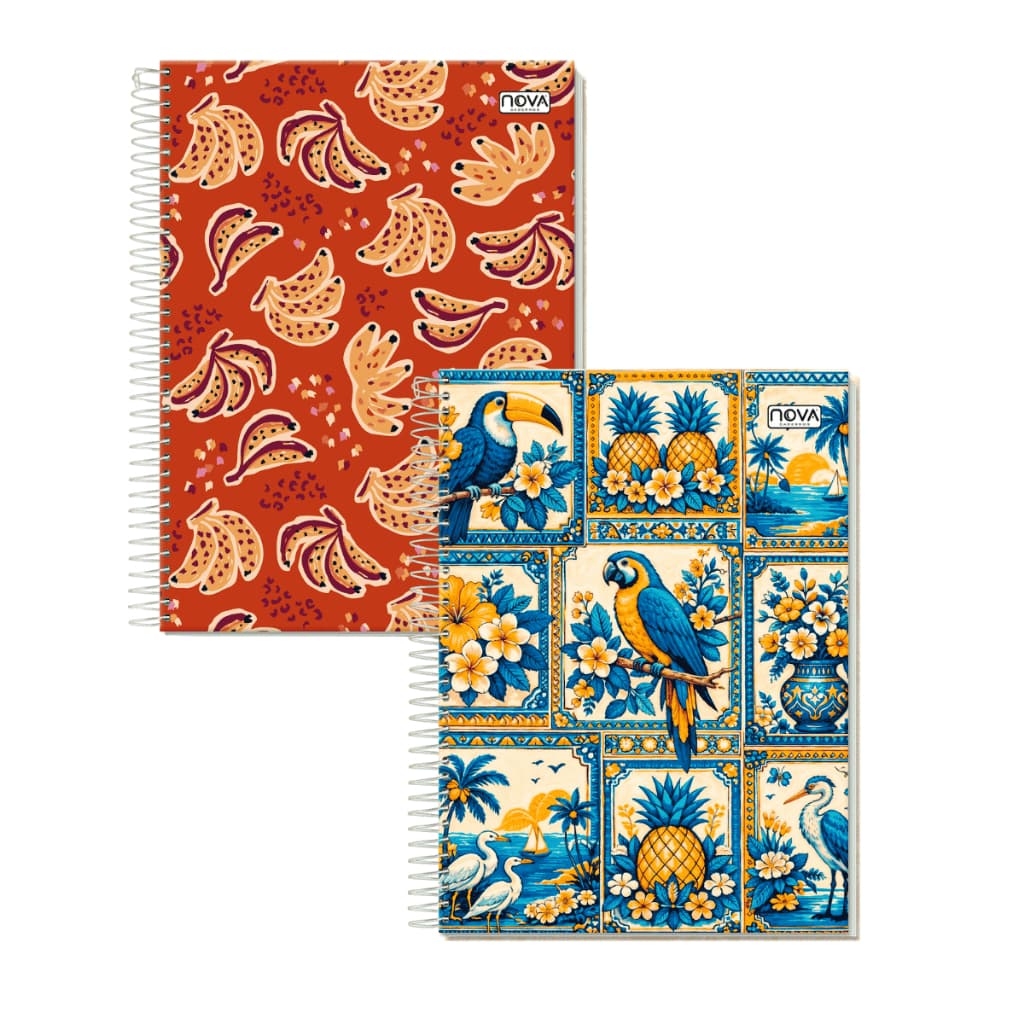 Kit 1/2/4 Cadernos 10 Matérias 160 Folhas Paradise Floral Estampado Meninas Nova Cadernos