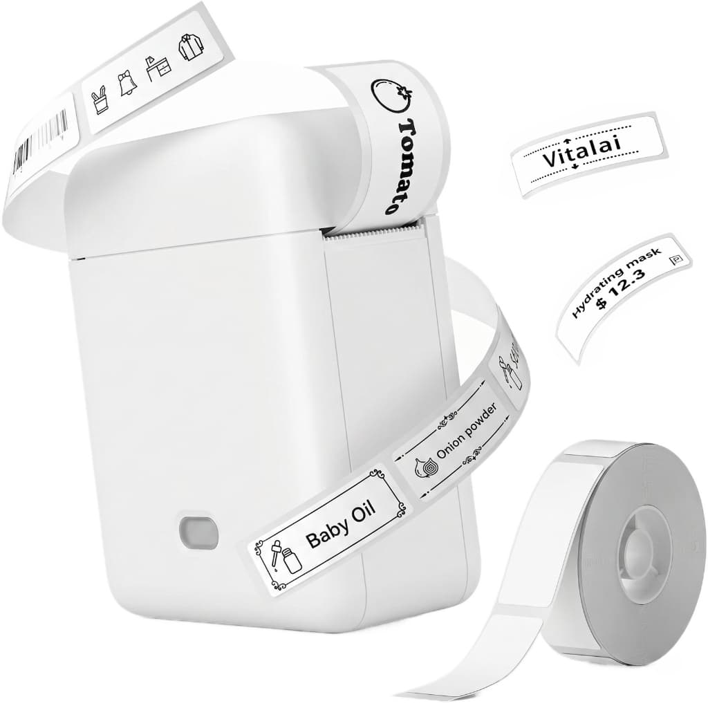 Mini Impressora Etiquetadora Bluetooth L12 Portátil Sem Tinta Para Casa Escritório, 1 Rolo Papel Térmico Grátis