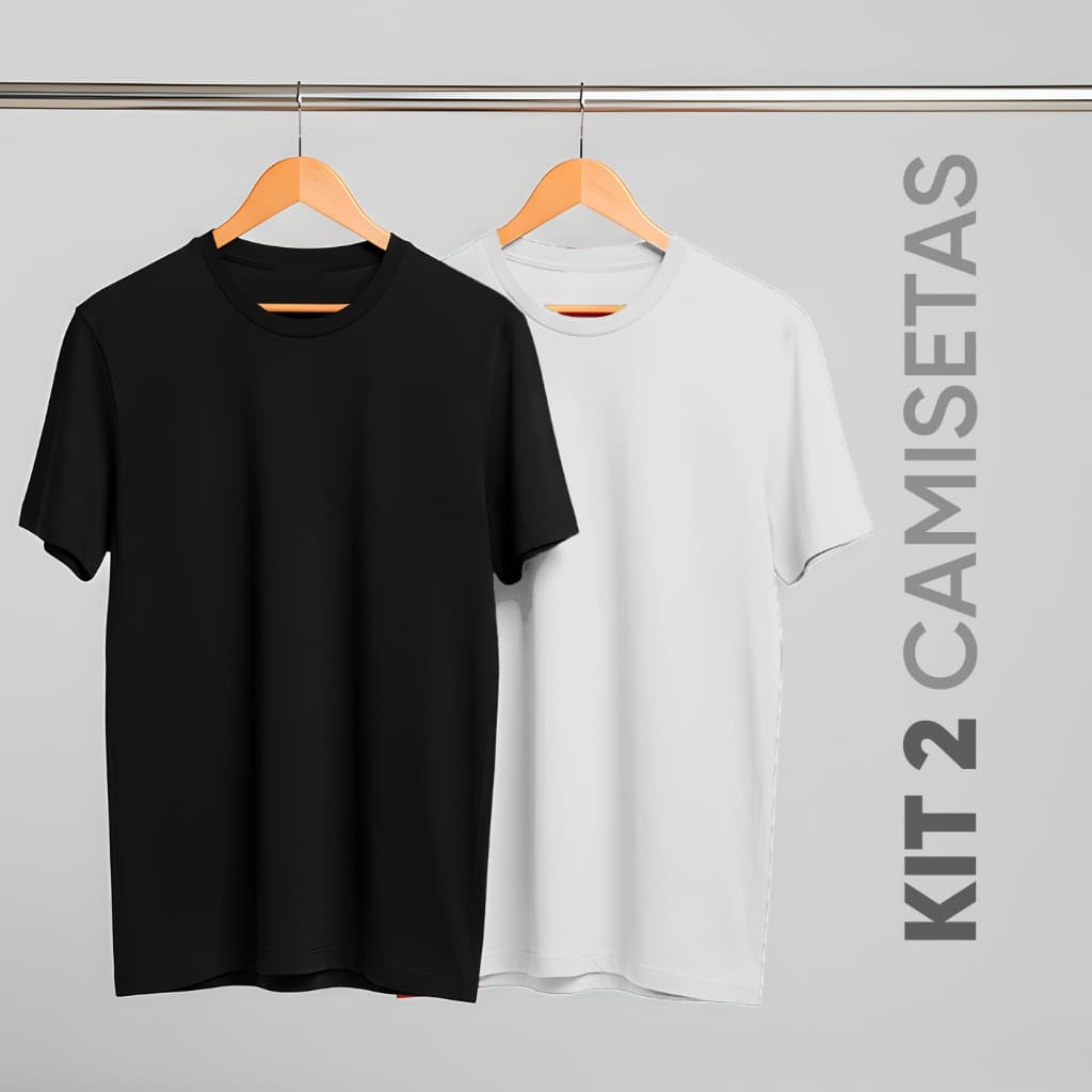 Kit 2 Camiseta fio 30.1 penteado, 100% algodão Slim Premium Alta qualidade Básica Casual