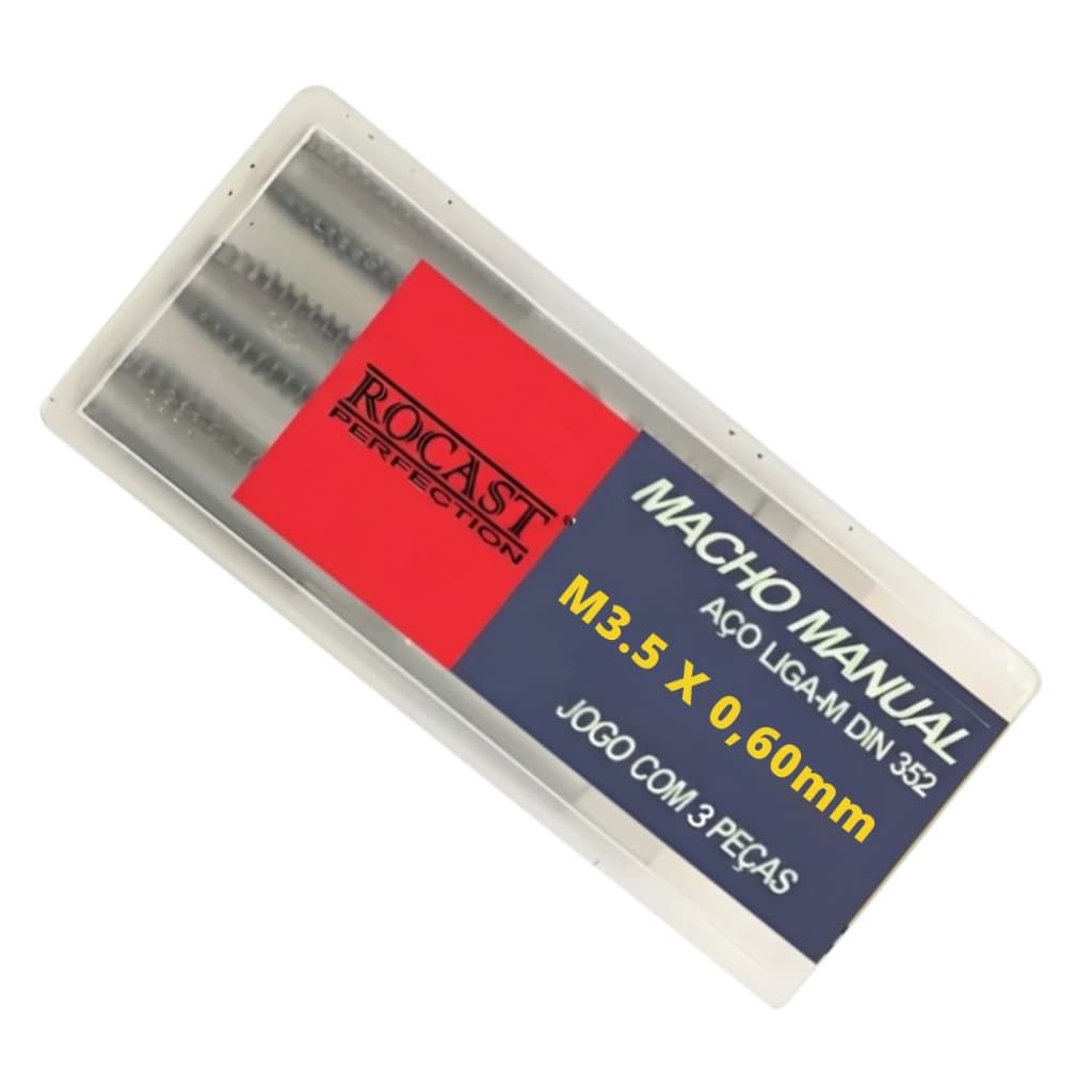Jogo de Macho Manual M3.5 x 0.6 mm Aço Liga WS M Com 3 Peças Rocast