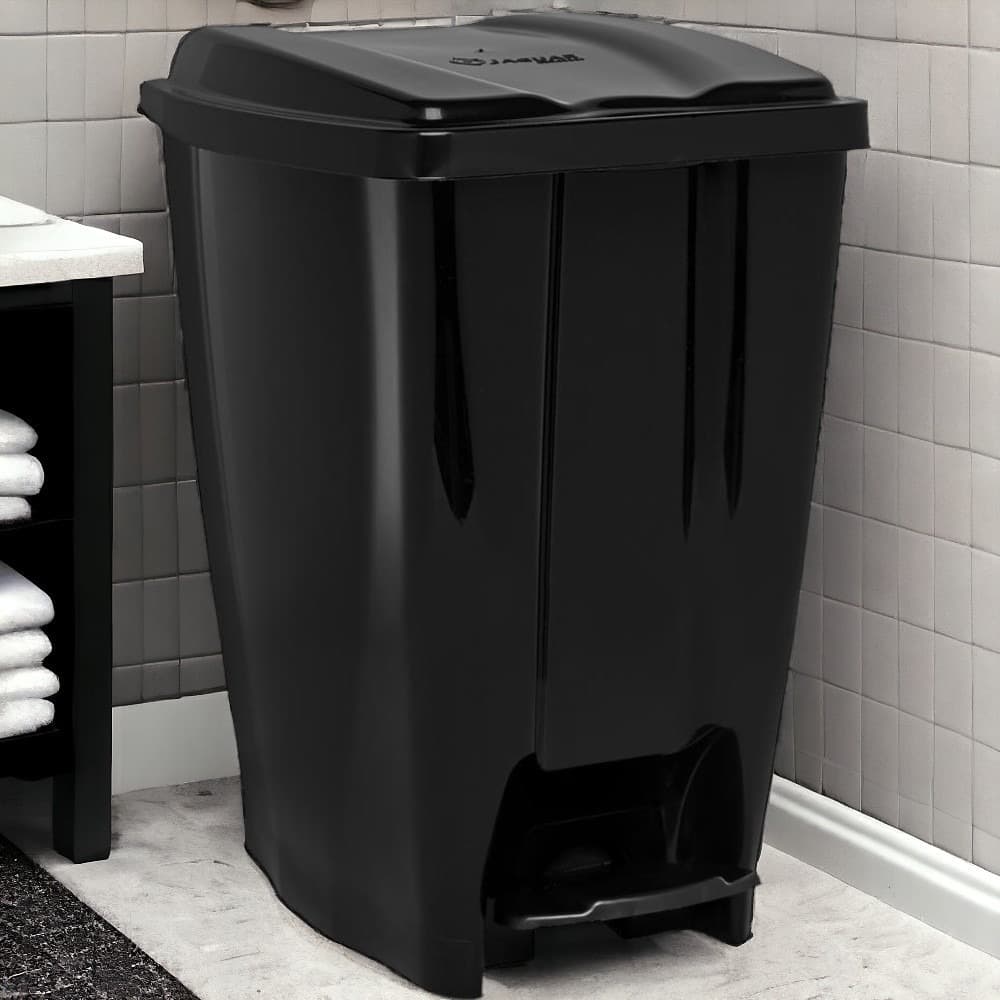 Lixeira Com Pedal 7 Litros Banheiro Cozinha Escritório Pequena Preta Eco - Jaguar