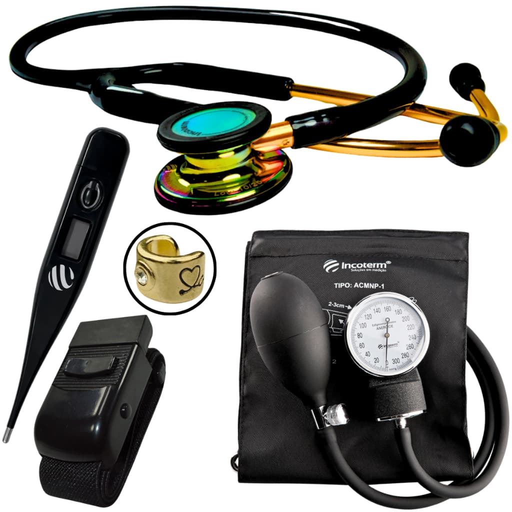 Kit Enfermagem Eternity Bic Estetoscópio Aparelho De Pressão Estágio Estudante