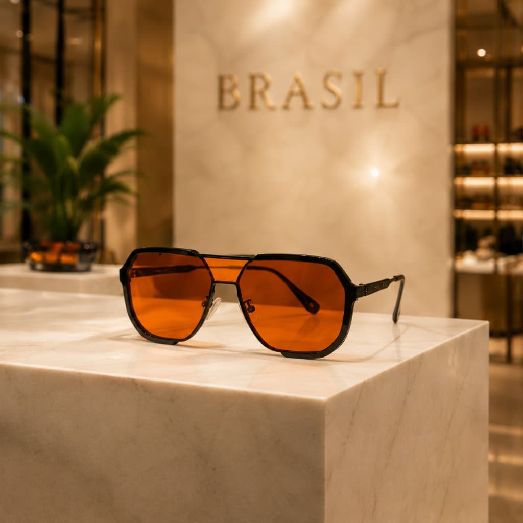 Óculos de Sol Feminino UV400 Lente Laranja Retrô | Moda Verão Praia Fashion Blogueira