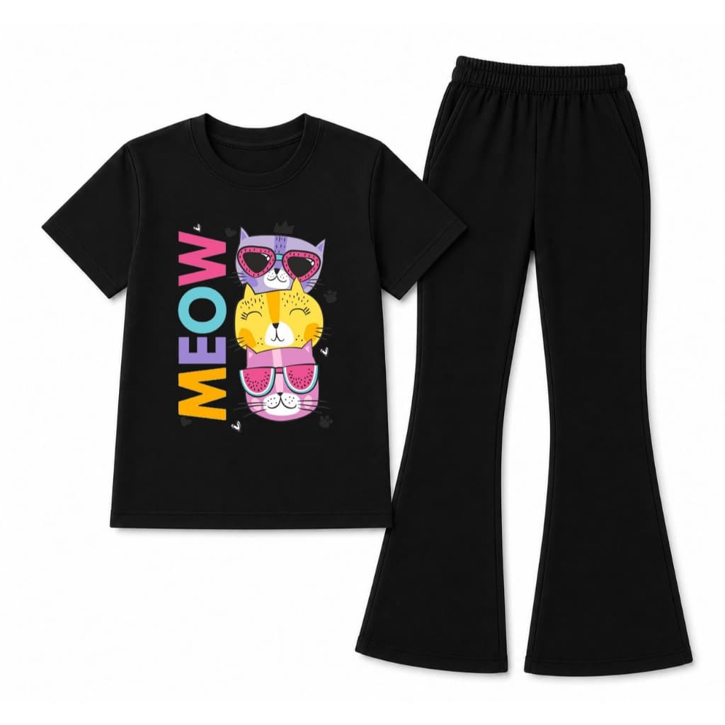 Conjunto Menina Feminino Calça Flare Moletom e Camiseta Algodão Basica Dia a Dia Volta as Aulas