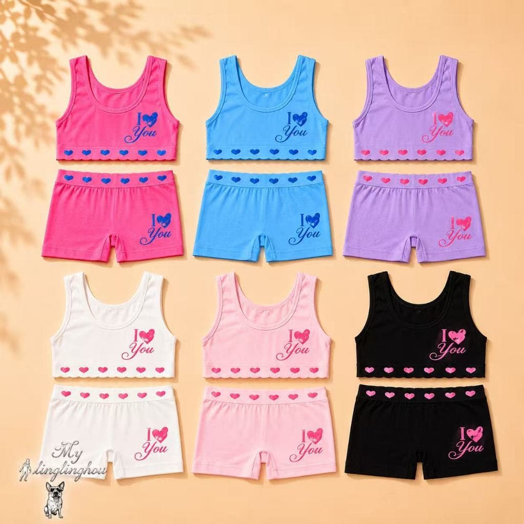 1/2/3/4 Conjunto infantil MENINA Top regata e Calcinha Box,top regata crianca e calcinha cueca/1079