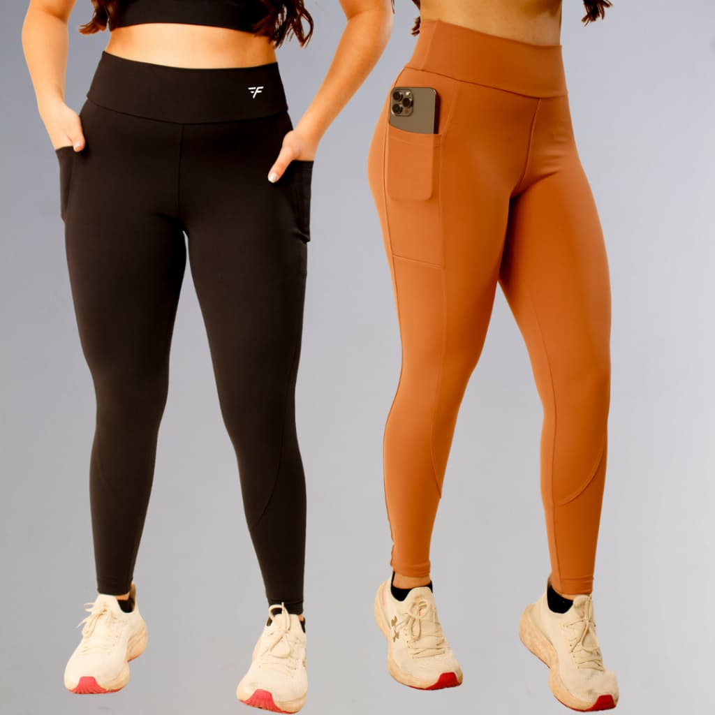 CALÇA LEGGING POLIAMIDA BOLSOS LATERAIS CÓS ALTO ZERO TRANSPARÊNCIA ALTA COMPRESSÃO REFORÇADA