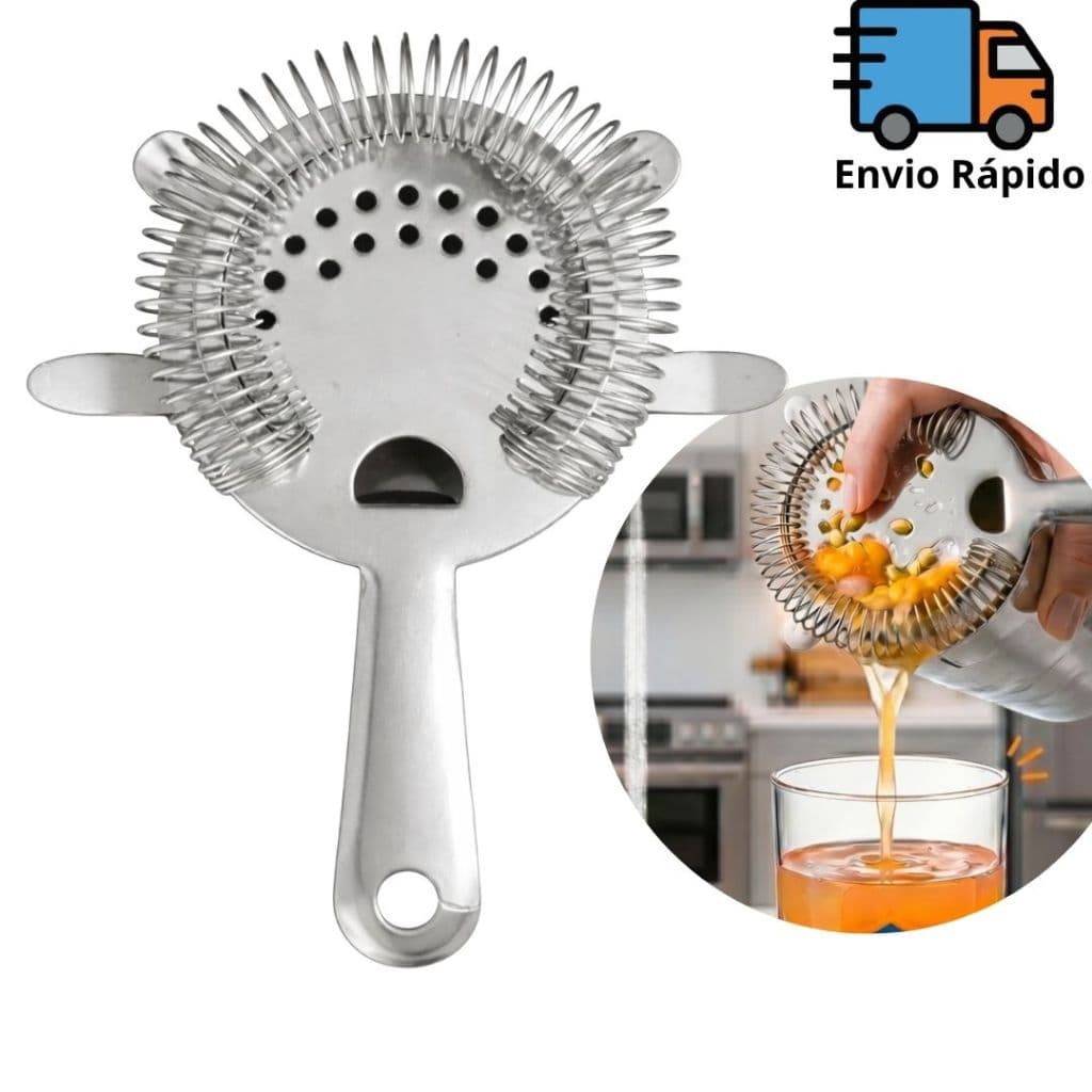 Coador Strainer Inox 15cm 4 Apoios para Coar Drinks Bebidas e Alimentos em Casa Cozinha Bar