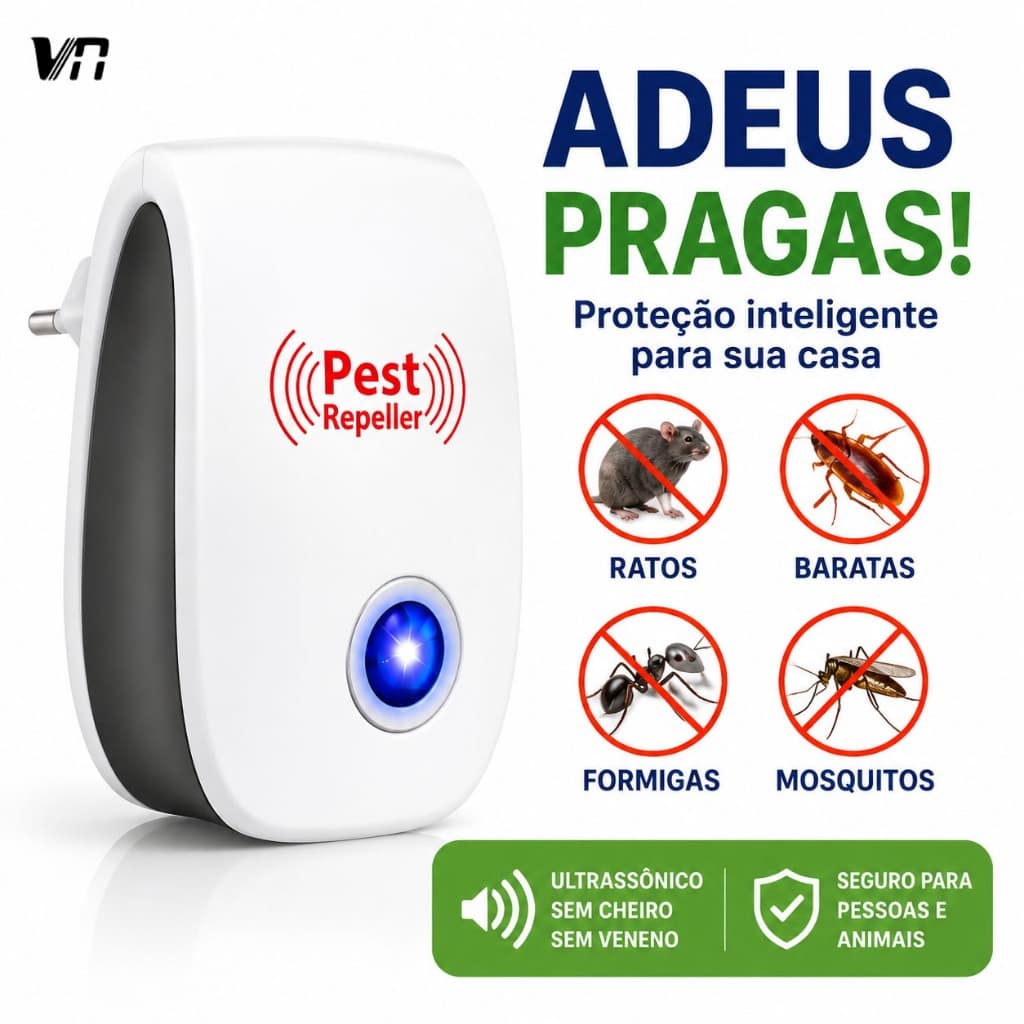 Repelente Tomada Ultrassônico Anti Pragas Ratos Baratas Mosquitos Seguro Pets I40
