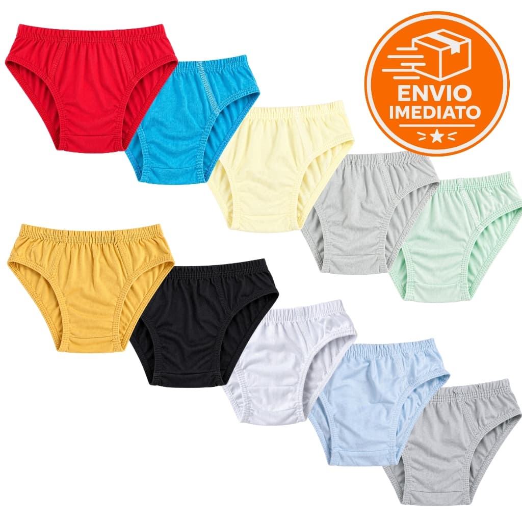 Kit Cueca infantil slip confortável 100% algodão com forro
