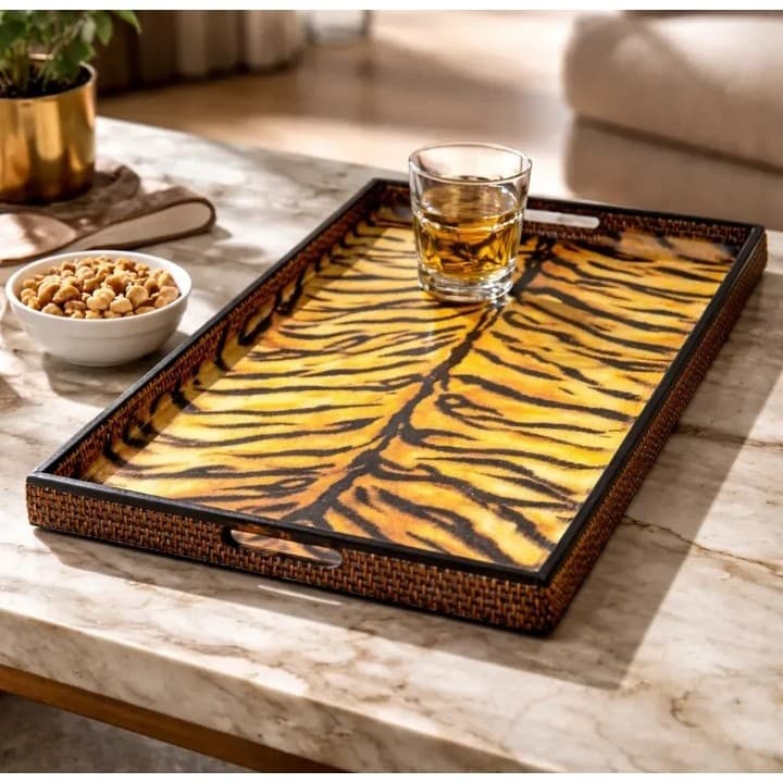 BANDEIJA DECORATIVA  TIGRE LACADA PARA SERVIR