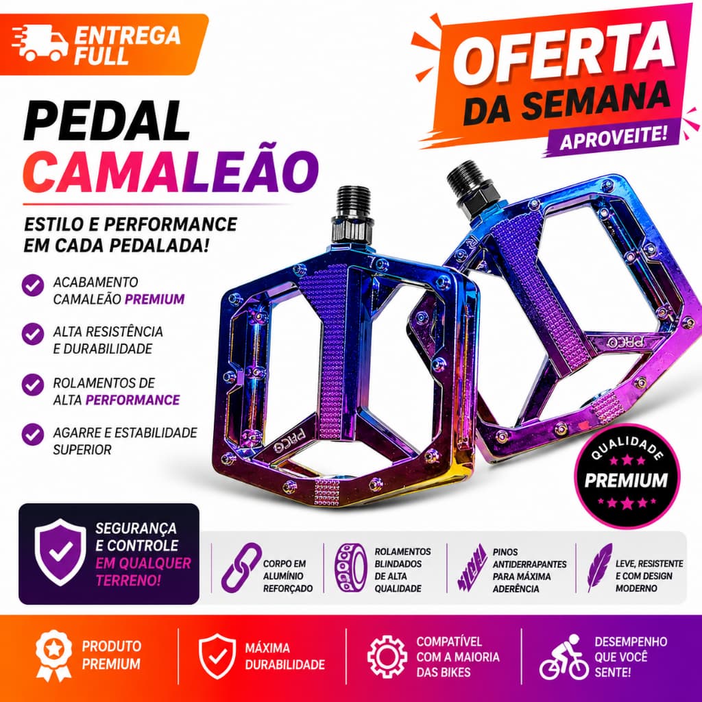 Par Pedal Plataforma Nylon camaleão Com Refletor Rosca Grossa 9/16 Bucha Du Bicicleta BIke Mtb Bmx