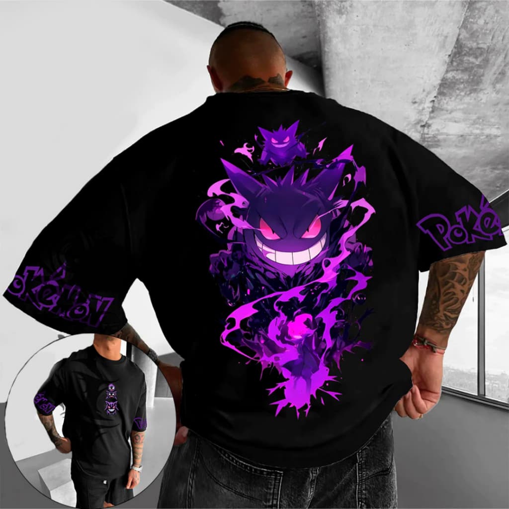 Camiseta Oversized Streetwear Gengar Anime Camisa Unissex 100% Algodão Premium Confortável