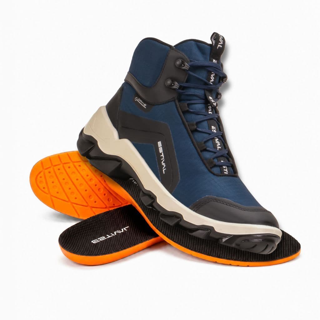 Bota Hybrid Estival Cano Alto Azul Bico Pvc Com Palmilha Pu - PUHB50001S1BL