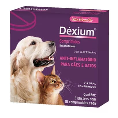 Déxium Dexametasona Chemitec Cães e Gatos - 20 Comprimidos