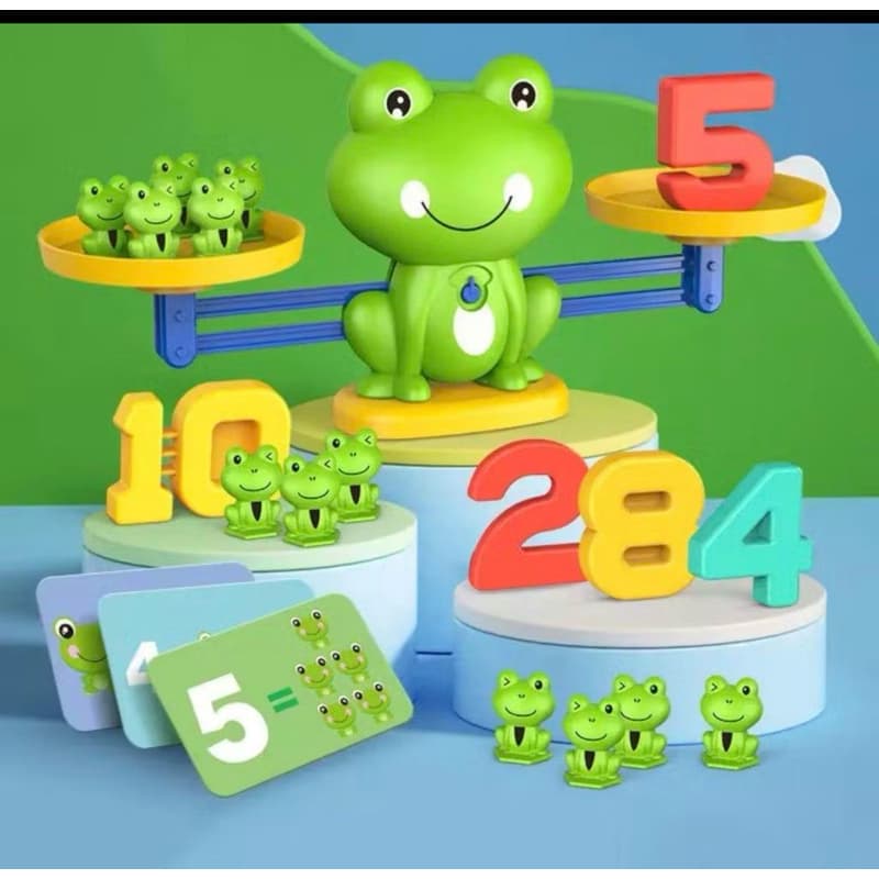 Brinquedo Educativo Balança Matemática Sapinho Montessori Infantil Aprenda Números Soma Contagem e Raciocínio Lógico